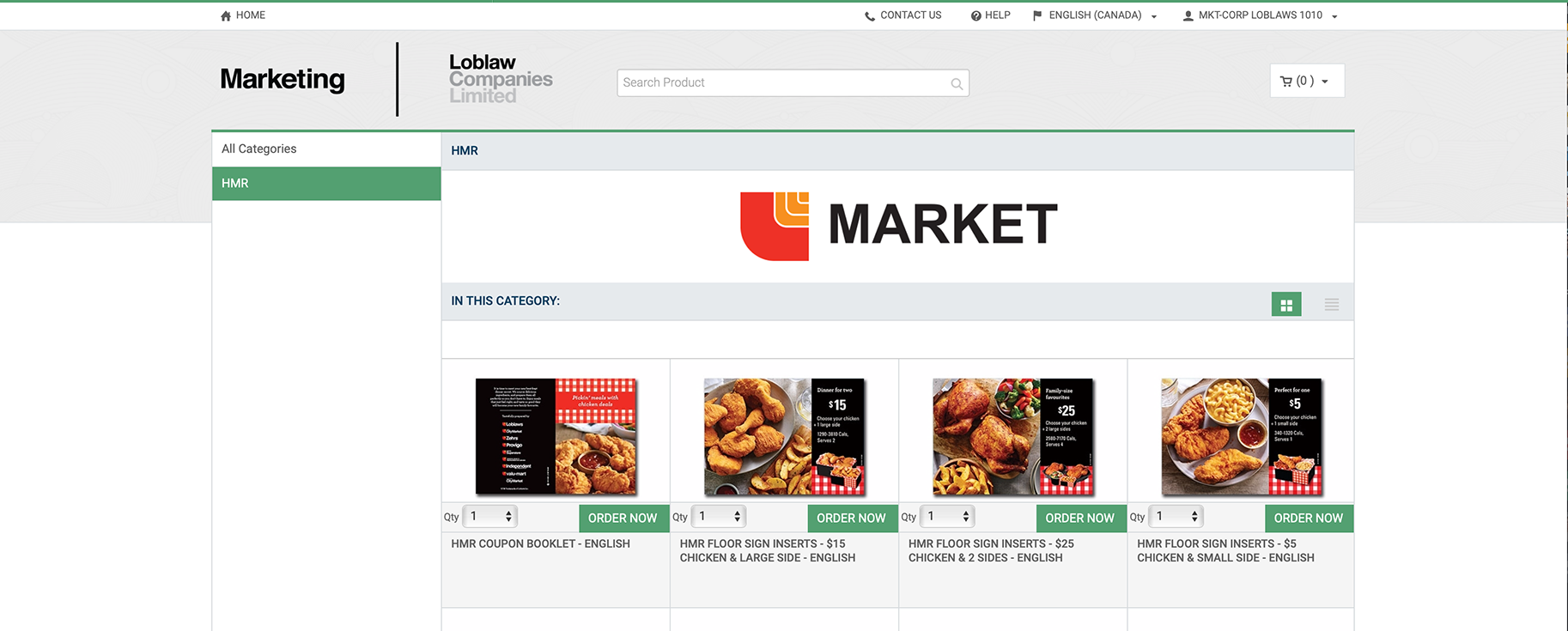 View of the Loblaws Marketing online portal